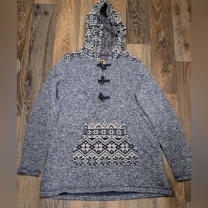 Cabela's Gray Hooded Sweater with Patterned Details
